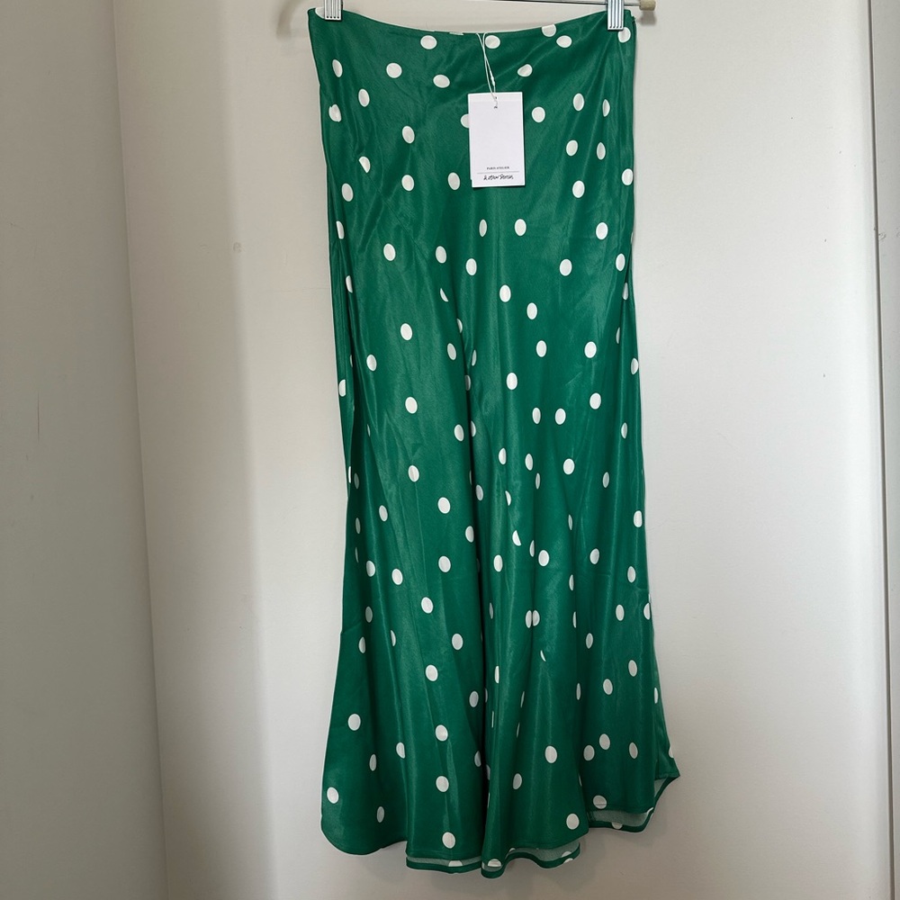 & Other Stories Green A-Line Midi Skirt